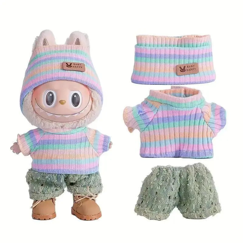 17cm Cute Mini Plush Doll'S Clothes Outfit Accessories For Korea Kpop Exo Labubu Idol Dolls Sweater Clothing DIY Kids Girl Gift