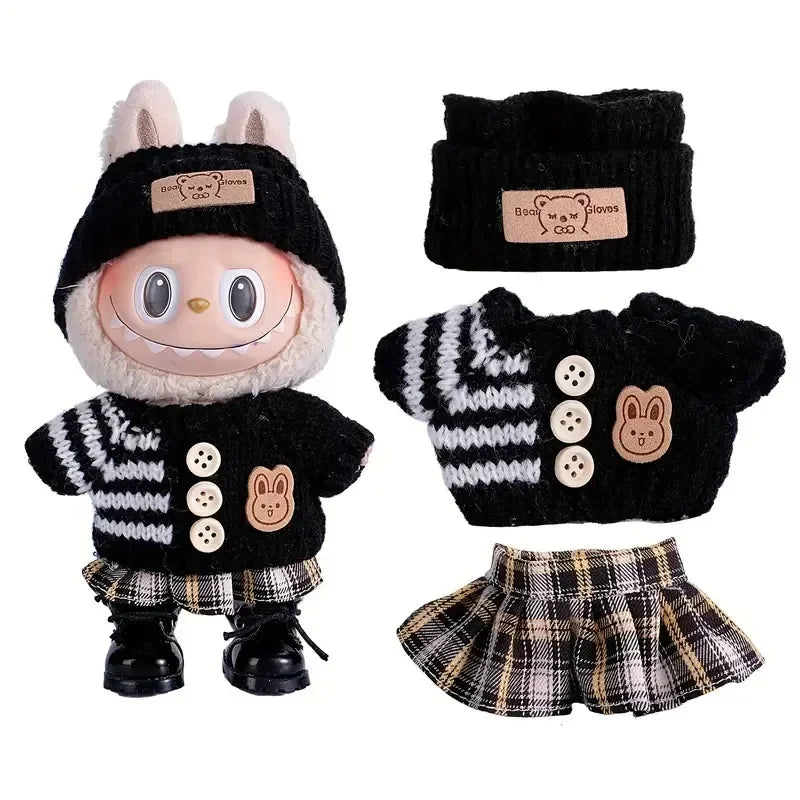 17cm Cute Mini Plush Doll'S Clothes Outfit Accessories For Korea Kpop Exo Labubu Idol Dolls Sweater Clothing DIY Kids Girl Gift