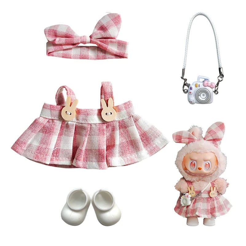 17cm Cute Mini Plush Doll'S Clothes Outfit Accessories For Korea Kpop Exo Labubu Idol Dolls Skirt Hat Clothing DIY Kids Gift